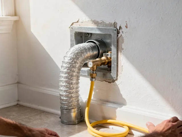 Wareham Dryer Vent Cleaning certified technician performing specialized gas dryer vent cleaning in Wareham